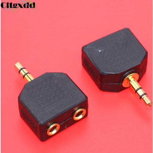 Cltgxdd Gold plated 3.5mm 3pole Male plug to Female jack 3.5 Audio Adapter Headphone Splitter 1 to 2 Stereo Dual Track earphone