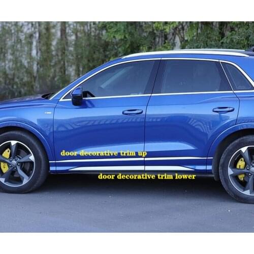 Stainless steel 8pcs car door up decorative trim,4pcs door lower decoration trim protective plate for Audi Q3 2019-2020
