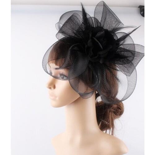 Elegant Fascinator Hair Accessoires Crinoline With Silk Flower Millinery Wedding Bridal Headwear Cocktail Hats Party Headpiece