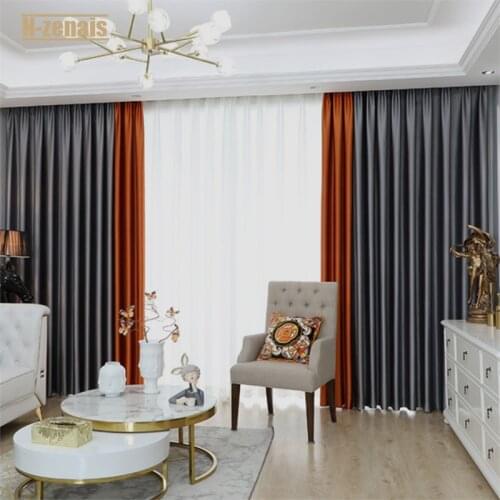 Blackout Curtain for Bedroom and Living Room Curtain High Shading(70%-90%) Stiching Two Fabric Together Customize Size