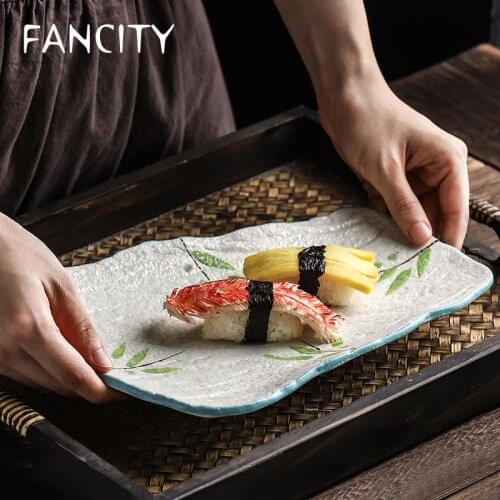 FANCITY Creative special-shaped dinner plate, dinner plate, sushi plate, sweet mouth plate, Japanese ceramic sashimi plate, pers