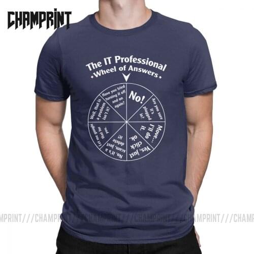 Casual The IT Professional Wheel Of Answers T-Shirts for Men Cotton T Shirts Programmer Programming Software Engineer Tees Tops