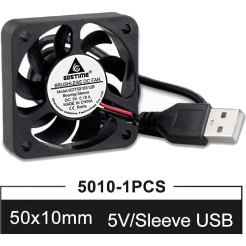 Gdstime 50mm 5V USB Connector 50x50x10mm DC Cooling Fan Cooler 5010s 5cm Heatsink Exhaust Cooler Fan