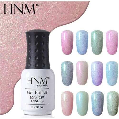 HNM Shell Fax Fur Holographic LED Lamp Gel Nail Polish Semi Permanent Soak Off Gelpolish Lucky Lacquer UV Gel Nail Polish 8ml