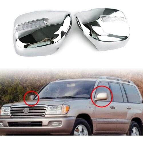 Chrome ABS Car Side Rearview Mirror Cover With LED Lamp For Toyota Land Cruiser 100 FJ100 1998-2001 2002 2003 2004 005 2006 2007