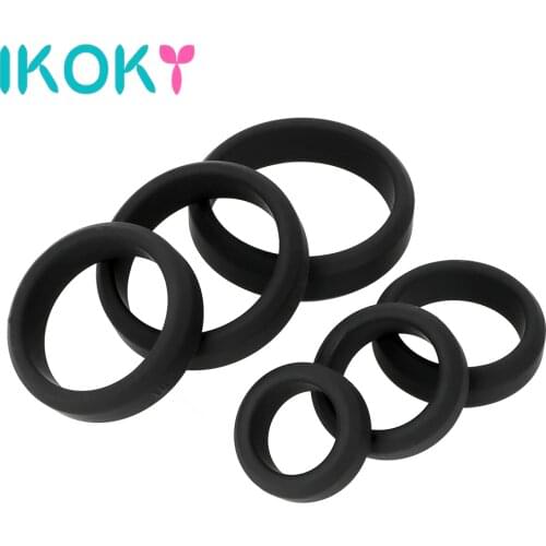 IKOKY Silicone Penis Ring Delay Ejaculation Elastic Cock Ring Sex Toys for Men Adult Products