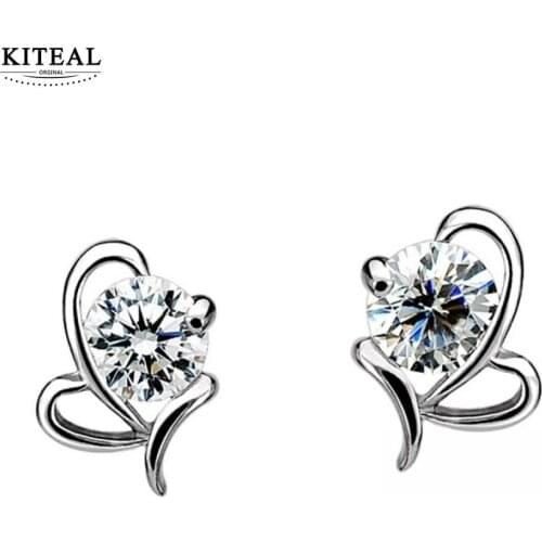 KITEAL Hot New Fashion for women bowknot bow tie sparkling round zircon earrings Jewelry European Style