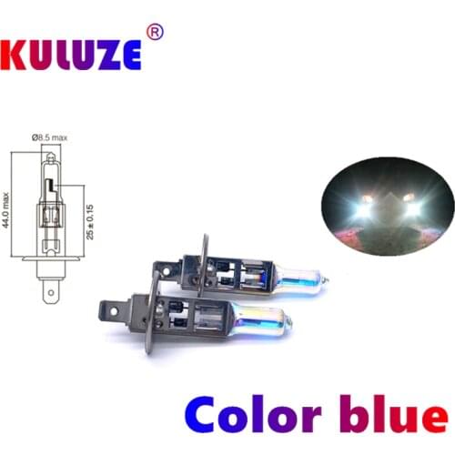 KULUZE 2 Pcs H1 12v55w Rainbow Blue Plasma Car Quartz Halogen Bulb Fog Lamp Automobile Headlamp