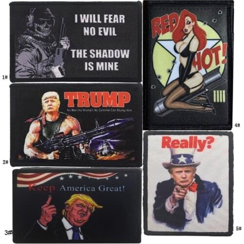 Trump Tactical Embroidery Armband Military Patch Embroidery Wholesale Clothes Backpack Striped Bracelet With Hook Ring Badge