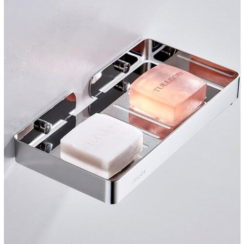 304 stainless steel soap dispenser free perforated toilet drain wall hanging storage soap box bathroom shelf