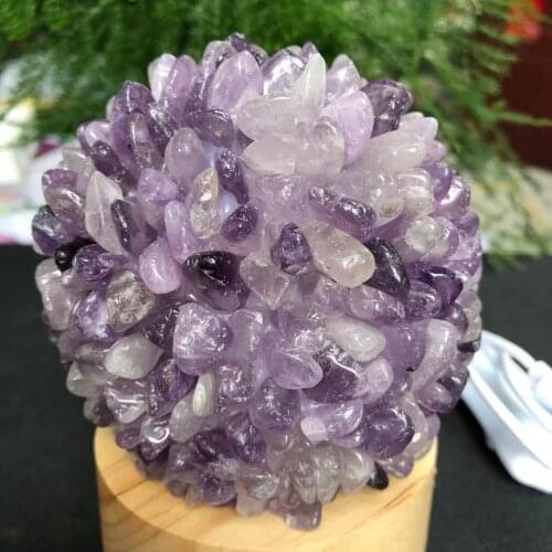 Natural Crystal Lamp Rose Quartz Amethyst Stone Gravel Adhesion Reiki Cluster Healing Home Decor Mineral Specimen