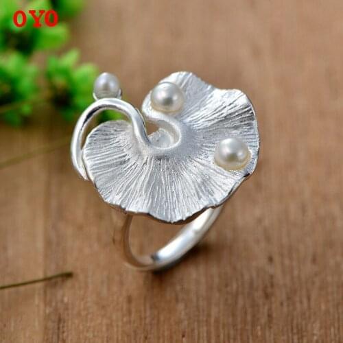 100%925 Silver Ring Women New Joker Pearl Ring