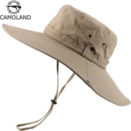 CAMOLAND Waterproof Bucket Hat For Men Summer UPF50+ Sun Hat Women Wide Brim Panama Beach Hats Outdoor Hiking Fishing Boonie Cap