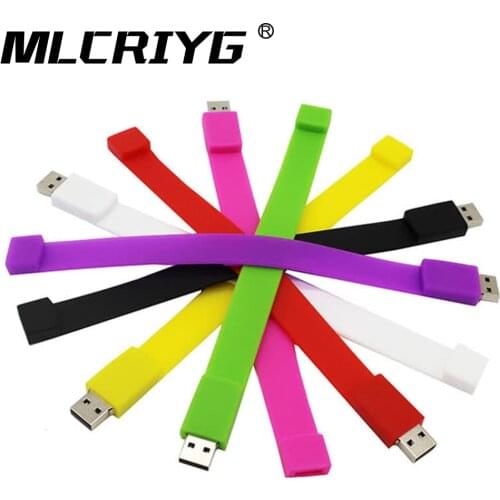 Silicone pen drive 32GB 64GB Colorful Wrist Band usb flash drive 128GB Bracelet 2.0 pendrive 16GB 8GB 4GB flash memory Best gift