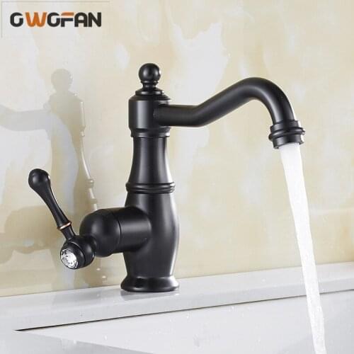 Basin Faucets Black Bathroom Taps 360 Degree Swivel Lavatory Deck Mounted Concrete Mixer WC Lavatory Washbasin Sink Cock S79-363