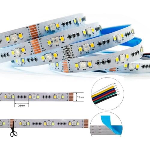 5m DC12V 24V RGB+CCT LED Strip Light 5050 RGB + 2835 smd Cool White & Warm White SMD IP20 IP65 IP67 Waterproof RGBCCT Stripe