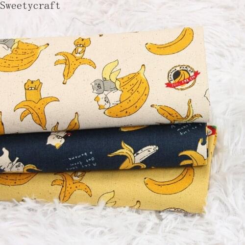 110x45cm Thick cotton fabric by Yard Banana Cat prints Cloth DIY Handmade Sewing Bag Patchwork Material Accessories Home Textile