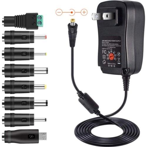30W Universal Power Adapter 3V/4.5V/5V/6V/7.5V/9V/12V AC DC Adapter Multi Voltage Charger power Converter USB Port 8Pcs jack