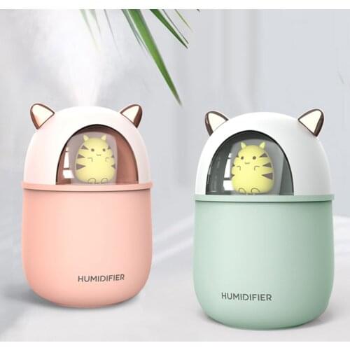 Home Appliances USB Humidifier 300ml Cute Pet Ultrasonic Cool Mist Aroma Air Oil Diffuser Romantic Color LED Lamp Humidificador