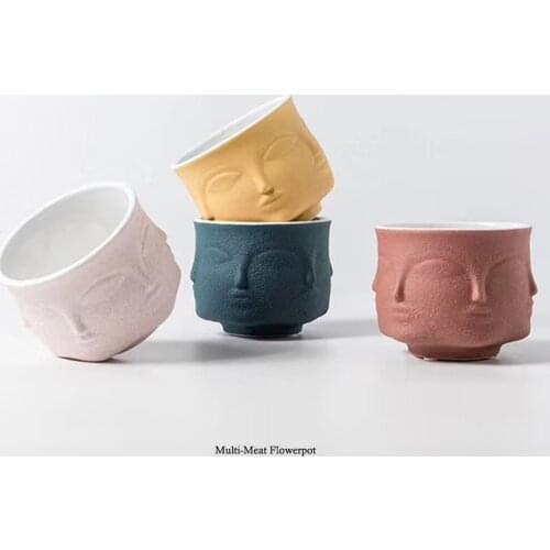 Vase Creative Design Flower Pot Nordic Style Ceramic Ornaments for Table Flower Face Aromatherapy Candle Cup Pots for Plants