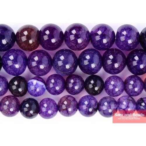 Natural Stone Purple Dragon Veins Cracked Agates Round Loose Beads 6 8 10 12MM Pick Size For Jewelry Making PVB01