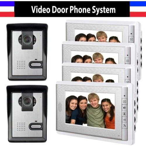 7 Inch Monitor Video Door Phone Intercom Doorbell System Video interphone IR Night Vision Camera for Villa 4 Monitor 2 Camera