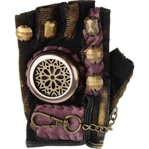 Steampunk Vintage Fingerless Artificial Leather Gloves Cosplay