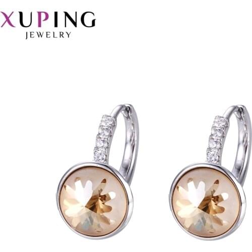 Xuping Jewelry Fashion Lovely Round Shape Crystals Earrings with Rhodium Plated for Women 93949
