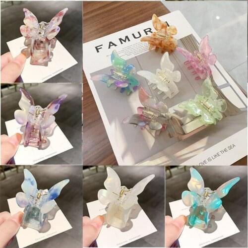 Butterfly Hair Claw Korea ins Gradient Tie-Dye Acetate Resin Girls hair clips Hairpin Clip Barrettes For Women Girls
