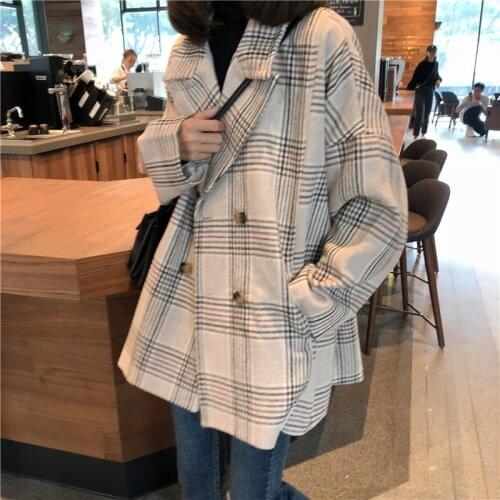 Women Autumn Winter Plaid Trench Coat Long Clothes Overcoat with Cotton Inside Plus Size Manteau Femme Casaco Feminino