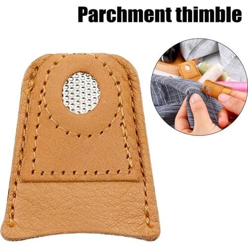 1 pc leather thimble protective cover DIY handmade thickened finger cots thumb fingertip gloves sewing crafts tool accessories