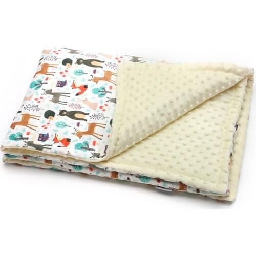 2 Layer Minky Dot Blanket Cartoon Coral Fleece Soft Toddler Baby Winter Blanket Kids Baby Quilt