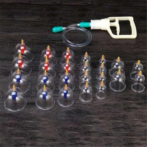 24pcs/Set -shape Cupping Cups Chinese Vacuum Cupping Kit Massage Magnet Therapy Suction Acupuncture Pain Relief