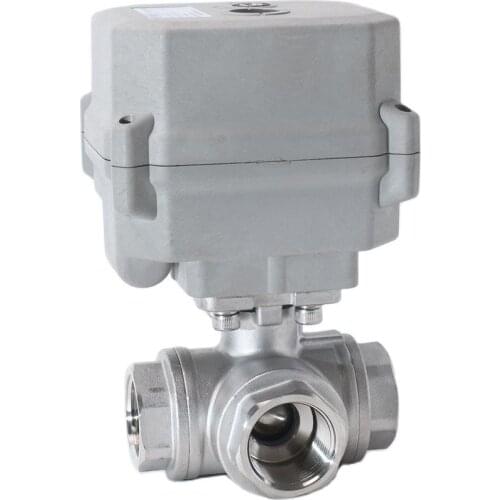 3-Way 3/4'' DN20 Stainless Steel Motorized Ball Valve DC12/24V Electric Control Valve With Manual Override