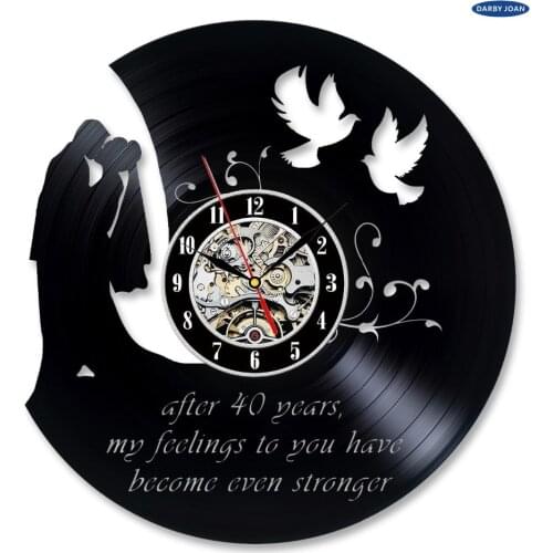 40 Year Wedding Anniversary Vinyl Record Wall Clock Gift duvar saati