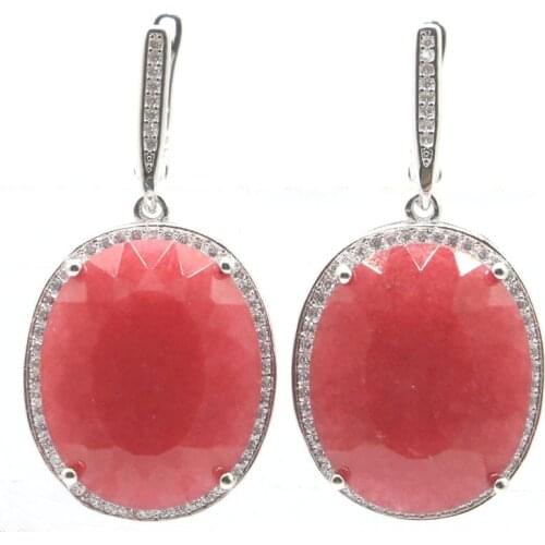 40x21mm SheCrown Big 17.5g Jewelry Set 22x18mm Real Green Emerald Red Ruby For Bride Wedding Silver Earrings Pendant Wholesale