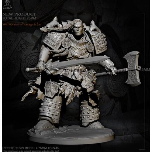 75mm Unpainted Ancient Warrior GK Resin Figure Scale Model Kit Resin Colorless Self-Assembled Toy No.07