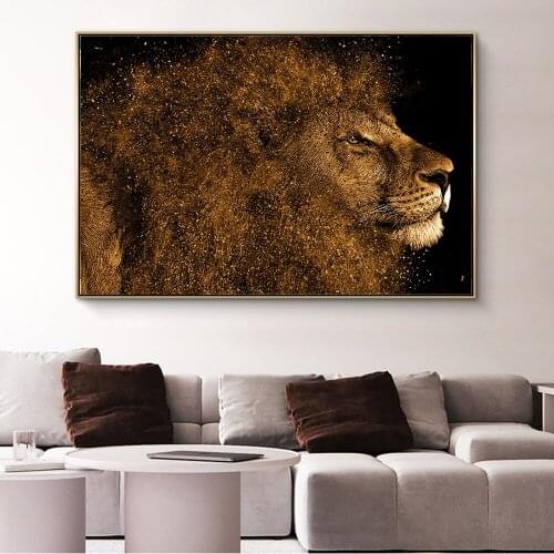 Large Size Abstract Lions Canvas Paintings on the Wall Art Posters And Prints Lion Head Modern Art Pictures Home Wall Decoration