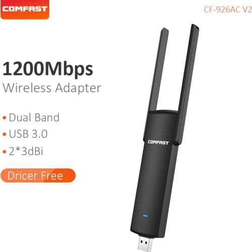 COMFAST Usb Wifi Adapter 1200mbps 2.4Ghz + 5.8Ghz Dual Band wi-fi dongle Plug And Play AC Network Card USB Wifi Antenna 926ACV2