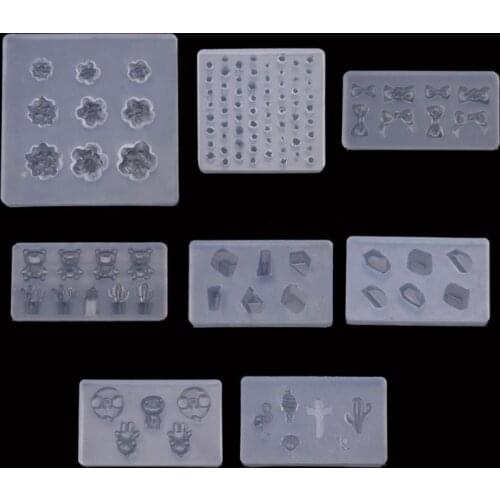 Flower Gemstone Bowtie Bear Resin Mold Epoxy Resin Casting Mold Nail Art Craft