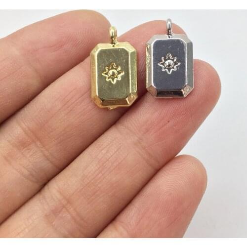 Eruifa 20pcs 10*14mm New Popular Rectangle Coin Charms Pendant necklace,earring jewelry DIY handmade Gold Lead/Nickle Free