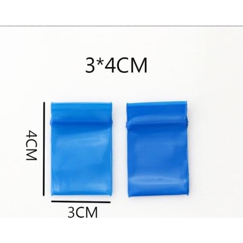 Hot Sale 300pcs 3x4cm Zip Lock Bags Blue Poly Bag Recyclable Mini Plastic Bag Cute Jewelry Earrings Nuts Gift Packaging Bags