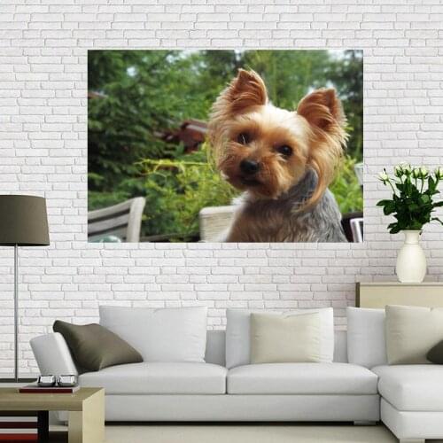Custom Pet Doggy Yorkshire Canvas Painting Wall Silk Poster cloth print DIY Fabric Poster Best gift Poster Wall Art Home Decor