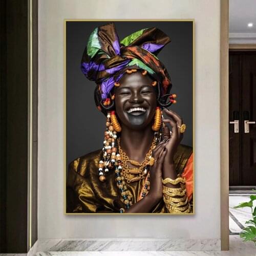 African Woman Canvas Paintings Modern Figure Posters and National Style Prints Wall Art Pictures for Living Room Home Decoration