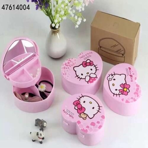 Korean-Style Cartoon Girls Cute Design Dormitory Desktop Storage Box Portable Plastic Mini Jewelry Cosmetic Holder Box