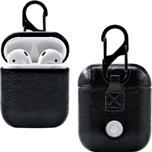 Earphone Protective Case For Airpods 1/2 PC Leather Wireless Bluetooth Headset Case Cover With Hook Headphone Protection Cases