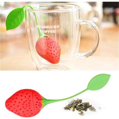 Cute Strawberry Tea Strainer Tea Bags Silicone loose-leaf Tea Infuser Filter Diffuser Fun Cartoon Tea Accessories 301-0321