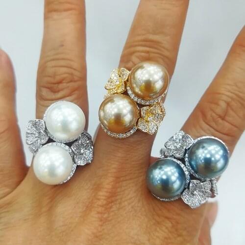 Missvikki Brand Statement Big Rings for Women Cubic Zircon Finger Rings Beads Charm Ring Bohemian Beach Jewelry Gift NEW LUXUYR