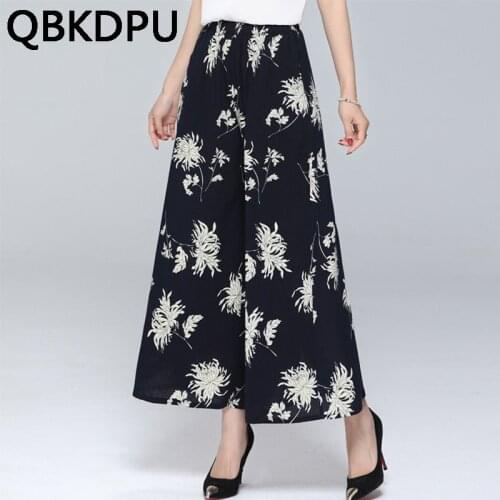 Fashion printing High waist Wide Leg Pants Women Casual Loose plus size summer straight floral pants Ladies streetwear trousers