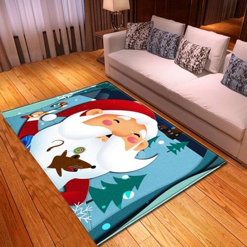 Cartoon Merry Christmas Rug Kids Bedroom Play Mat Soft Flannel Santa Tree Gifts Room Area Rugs Home Xmas Living For Carpets Room